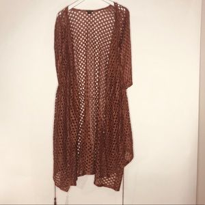 Annie's Eye Women Summer Rust Tie Beach Crochet Cover Up Cape Kimono One Size
